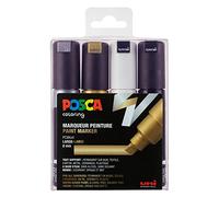 POSCA - Rotuladores acrílicos PC-8K, juego de 4, punta en cuña de 8 mm
