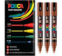 Posca Rotuladores de pintura acrílica a base de agua | Bolígrafo de pintura permanente multisuperficie | Paquete de 3 bolígrafos en embalaje de regalo | Vidrio, tela, madera, etc. | Punta de pincel PC