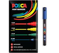 Posca Rotuladores de pintura acrílica a base de agua | Bolígrafo de pintura permanente multisuperficie | Paquete de 1 en embalaje de regalo | Vidrio, tela, lienzo, madera, etc. | PC-1MR, azul