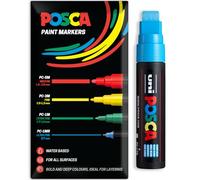 Posca Rotuladores de pintura acrílica a base de agua | Bolígrafo de pintura permanente multisuperficie | Paquete de 1 en embalaje de regalo | Vidrio, tela, madera, etc. | Punta de cincel XXL PC-17K