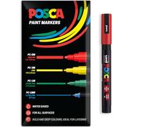 Posca Rotuladores de pintura acrílica a base de agua | Bolígrafo de pintura permanente multisuperficie | Paquete de 1 en embalaje de regalo | Vidrio, tela, lienzo, madera, etc. | PC-3M, rojo