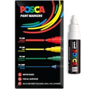 Posca Rotuladores de pintura acrílica a base de agua | Bolígrafo de pintura permanente multisuperficie | Paquete de 1 en embalaje de regalo | Vidrio, tela, lienzo, madera, etc. PC-7M, blanco