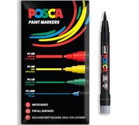 Posca Rotuladores de pintura acrílica a base de agua | Bolígrafo de pintura permanente multisuperficie | Paquete de 1 en embalaje de regalo | Vidrio, tela, madera, etc. | Punta de pincel PCF-350