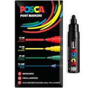 Posca Rotuladores de pintura acrílica a base de agua | Bolígrafo de pintura permanente multisuperficie | Paquete de 1 en embalaje de regalo | Vidrio, tela, lienzo, madera, etc. PC-7M, negro