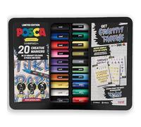 Posca Rotuladores de pintura permanentes a base de agua para artes y manualidades, multisuperficie en madera, metal, papel, cartón, vidrio, tela, cerámica y piedra, juego de 20 colores