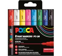 Posca Set de rotuladores PC-1MC 186758 – 8 acrílicos permanentes, punta redonda 0,7-1 mm
