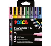 POSCA - Set de rotuladores acrílicos PC-3M, 8 colores pastel | Rotulador con punta redonda de 0,9-1,3 mm para casi todas las superficies