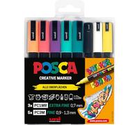POSCA - Set rotuladores acrílicos para zapatillas, 8 colores, claras | Rotuladores con puntas finas y extrafinas para zapatillas y muchos materiales