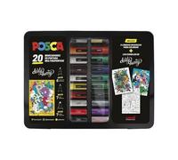 POSCA UNI-BALL - Maleta Metálica - Estuche - Set de Rotuladores de 20 Piezas - Unidades Surtidas
