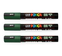 Posca Uni-Ball PC-5M - Rotuladores artísticos (1,8-2,5 mm), color verde inglés, paquete de 3