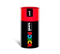 Posca UNI GIFT BOX, 18 rotuladores de colores surtidos - Punta redonda media - Trazo 2,5 mm - Caja de regalo de aluminio. Color de la tapa: rojo