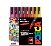 Posca Uni PC-3M Arte Pintura Marcadores - Cálido Tonos - Conjunto de 8 - en Caja de Regalo