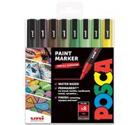 Posca Uni PC-3M Arte Pintura Marcadores - Tonos Tierra - Conjunto de 8 - en Caja de Regalo