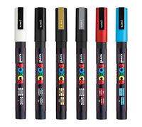 Posca Uni PC-3M Pluma de Pintura Arte Lápices Marcadores - Tejido Vidrio Metal Rotuladores - Set de la 6 más Popular Colores