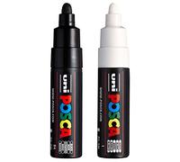 Posca Uni PC-7M - Rotuladores (punta ancha, 4,5-5,5 mm, 2 unidades), color blanco y negro