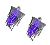 Pose ajustable resistente adorno de espectro de Halloween con iluminación LED para interiores y exteriores, exhibiciones encantadoras portátiles para colgar espectros con bucle