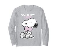 Pose de San Valentín Retro Love con Forma de corazón de Peanuts Snoopy, Linda Amiga Manga Larga