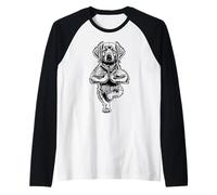 Pose Divertida con Forma de árbol para Perros con Forma de Cachorro de Golden Retriever, Vrikshasana Camiseta Manga Raglan