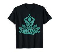 Pose Yoga Estilizada con Elementos Loto Diseño Mamá Yogi Camiseta