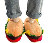 POSEDWRA Zapatillas de Felpa de Hamburguesa de Dibujos Animados para Interiores, Zapatos cálidos para el hogar, Pareja de Zapatos de algodón para otoño e Invierno, Zapatillas Creativas