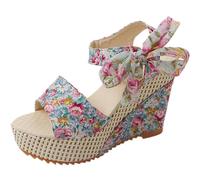 POSEDWRA Zapatillas Moda Tacón Inclinado Boca De Pez Sandalias De Mujer Sandalias De Tacón Alto Sandalias De Suela Gruesa Con Cordones