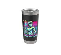 Poseidón Mitología Griega Antigua Grecia Estilo Vaporwave Vaso térmico de acero inoxidable de doble pared