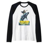 Poseidón Montando Una Ballena Mitología Griega Fantasía Amante Camiseta Manga Raglan