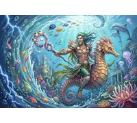 Poseidón Puzzle De Madera 1000 Piezas Adultos Y Niños,Regalo Ideal,Anti-estrés Mitología Griega,Reto,Rompecabezas,Deco Pared,14 Años+,Relax,Desafío,Madera,Educativo (75x50cm)