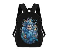 PoseidonGod - Mochila unisex con estampado de 17 pulgadas, mochila de viaje para laptop para mujeres y hombres