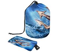 Poseidon's Trident in the Sea - Neceser con cordón, bolsa organizadora de maquillaje de viaje + bolsa pequeña, multicolor, 9.9x6.9in/25.2x17.6cm;6x3.5in/15.2x8.8cm, Neceser