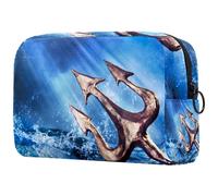Poseidon's Trident in The Sea - Neceser para mujer, neceser de viaje, bolsa organizadora de maquillaje grande con cremallera, multicolor, 18.5x7.5x13cm/7.3x3x5.1in, Neceser
