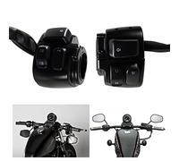 POSENG 1 par de interruptores de manillar de motocicleta de 1 pulgada y arnés de cableado con Harley Softail Dyna Sportster V-Rod 1996-2012 (negro)