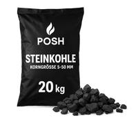 POSH Carbón fino 5-50 mm, 20 kg, combustible de alta calidad para hornos, calderas y instalaciones de combustible sólido, bajo porcentaje de cenizas, alto valor calorífico