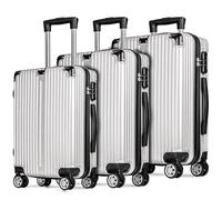 POSH Maleta rígida ABS - Maleta de viaje, equipaje de mano, tamaño mediano y grande, ligero con ruedas gemelas silenciosas de 360°, plata, CONJUNTO, Clásico