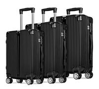 POSH Maleta rígida ABS - Maleta de viaje, equipaje de mano, tamaño mediano y grande, ligero con ruedas gemelas silenciosas de 360°, Negro , CONJUNTO, Clásico