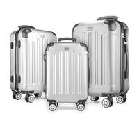 POSH Maleta rígida Maleta & trolleys - Maleta de viaje con ruedas | Maleta grande, mediana, pequeña ABS | Juego de maletas ligeras de 3 piezas en M-L-XL, plata, Set, Maleta ABS