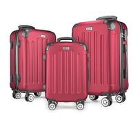 POSH Maleta rígida Maleta & trolleys - Maleta de viaje con ruedas | Maleta grande, mediana, pequeña ABS | Juego de maletas ligeras de 3 piezas en M-L-XL, rojo vino, Set, Maleta ABS
