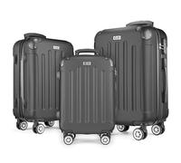 POSH Maleta rígida Maleta & trolleys - Maleta de viaje con ruedas | Maleta grande, mediana, pequeña ABS | Juego de maletas ligeras de 3 piezas en M-L-XL, Negro , Set, Maleta ABS