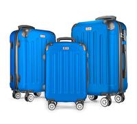 POSH Maleta rígida Maleta & trolleys - Maleta de viaje con ruedas | Maleta grande, mediana, pequeña ABS | Juego de maletas ligeras de 3 piezas en M-L-XL, azul, Set, Maleta ABS