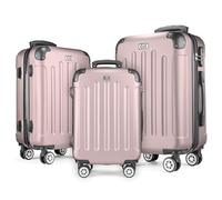 POSH Maleta rígida Maleta & trolleys - Maleta de viaje con ruedas | Maleta grande, mediana, pequeña ABS | Juego de maletas ligeras de 3 piezas en M-L-XL, puderrosa, Set, Maleta ABS