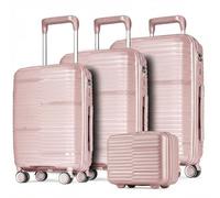 POSH Maletín de polipropileno - Neceser de maquillaje, equipaje de mano, maletas medianas y grandes y carros - Maleta de viaje con cerradura TSA y ruedas dobles silenciosas - apilable, Rosa., CONJUNTO