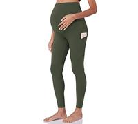 POSHDIVAH Leggings de Maternidad para Mujer, Pantalones de Yoga para Embarazo, Pantalones de Yoga con Bolsillos, Pantalones de Trabajo Suaves, Verde, Medium