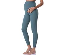 POSHDIVAH Leggings de Maternidad para Mujer sobre el Vientre, Pantalones de Yoga para Embarazo, Ropa Activa, Leggings de Entrenamiento, Verde Oscuro, Large