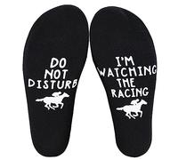 Poshzone Calcetines de algodón personalizados para carreras de caballos, idea de regalo novedosa, diseño personalizado, día del padre, cumpleaños, regalo de calcetín, Carreras de caballos, L