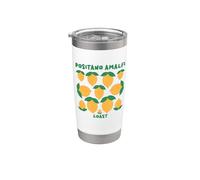 Positano Amalfi Coast Lemon Retro Italiano Vacaciones Gráfico Vaso térmico de acero inoxidable de doble pared