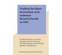 Positions Des Thèses De Troisième Cycle Soutenues Devant La Faculté En
