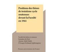 Positions Des Thèses De Troisième Cycle Soutenues Devant La Faculté En