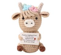Positive Crochet Animals - Affectionate Creation, Small Figurine Fiber Sculpture for Bedside Tables Accent, Plush Item with Multipurpose Highland Cow Design, Display Ornament, Soft Figure for Home