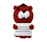 Positive Crochet Animals - Crochet Doll Decor | 10 cm de dibujos animados Panda Bunny Tiger Bear Decors Cheer Up Knitted Dolls, Holding Card Funny Cute Enfoque Doll For Birthday Party Decor And Others