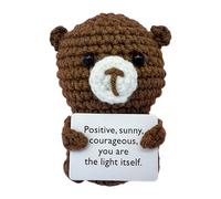 Positive Crochet Animals - Crochet Doll Decor | 10 cm de dibujos animados Panda Bunny Tiger Bear Decors Cheer Up Knitted Dolls, Holding Card Funny Cute Enfoque Doll For Birthday Party Decor And Others